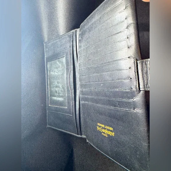 Yves Saint Laurent Clutch Vintage Lambskin Silk Lined Monogram 70s Rare YSL - Picture 7 of 12